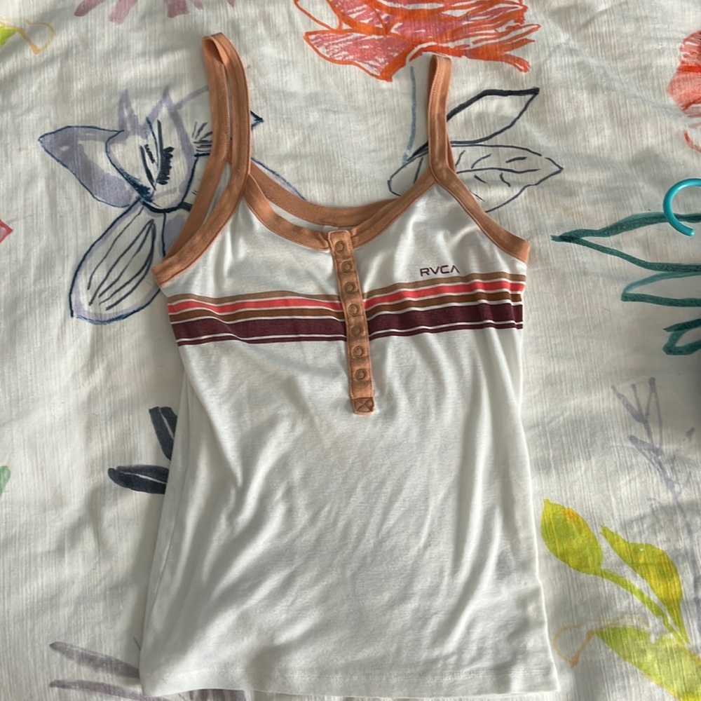 RVCA white + orange tank top